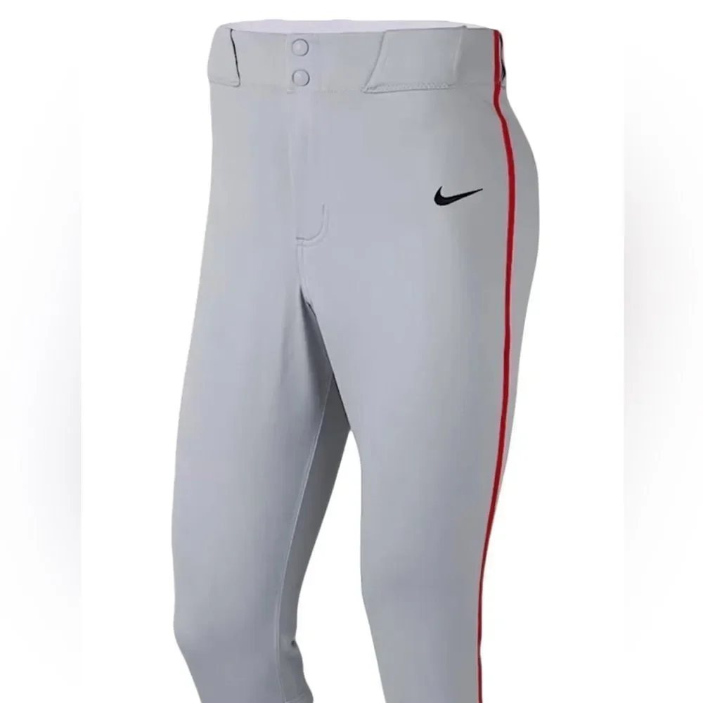 Nike Men's Grey Vapor Select Red Piped‎ KNICKER Baseball Pants New SZ S Small
